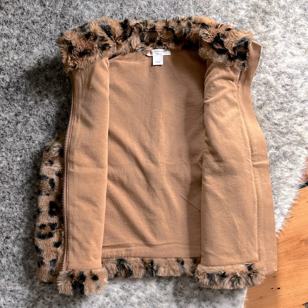 J.Crew Girls’ Leopard Faux Fur Vest—XS